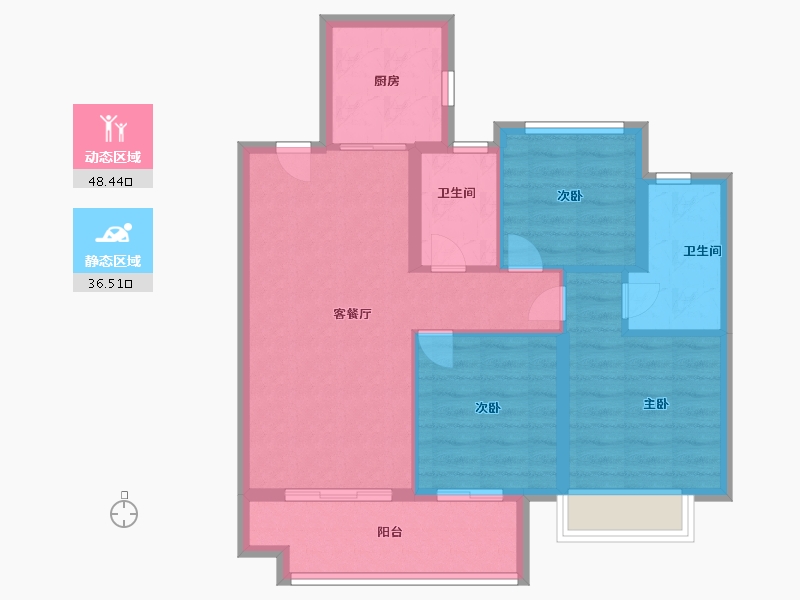 江西省-宜春市-汉港观澜二期-76.00-户型库-动静分区