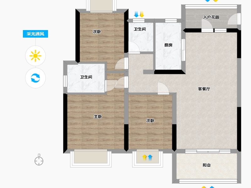 江西省-南昌市-聚仁公园里-80.00-户型库-采光通风