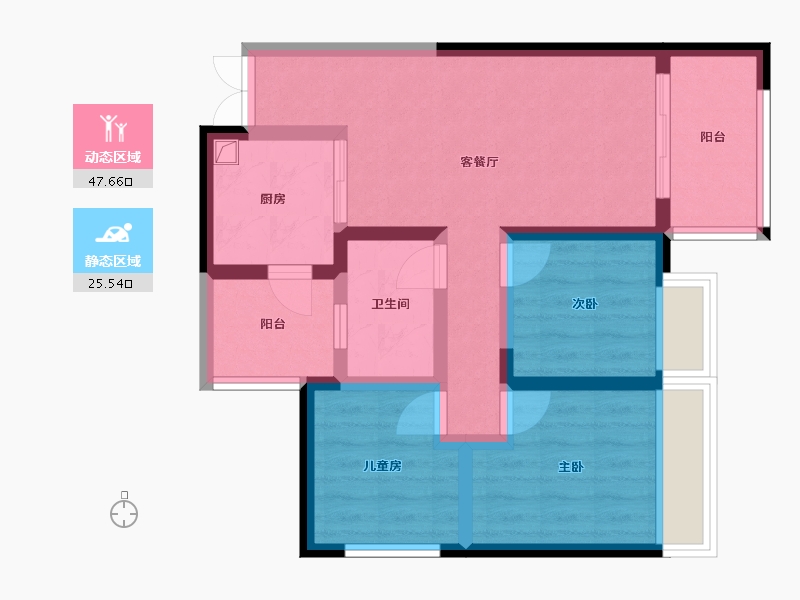 河南省-郑州市-泰宏建业13号院-72.72-户型库-动静分区