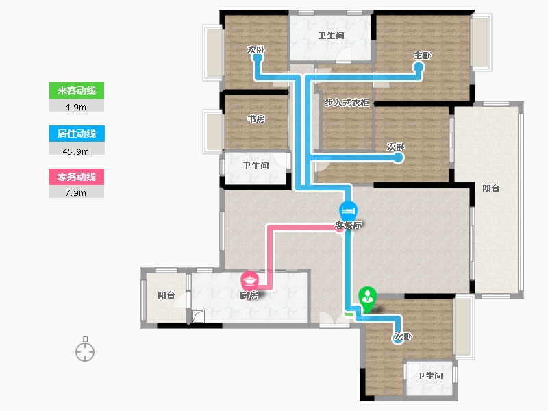 江苏省-苏州市-滨河生活广场-160.00-户型库-动静线