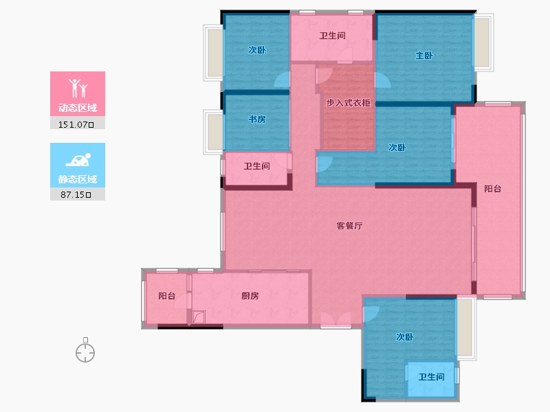 江苏省-苏州市-滨河生活广场-160.00-户型库-动静分区