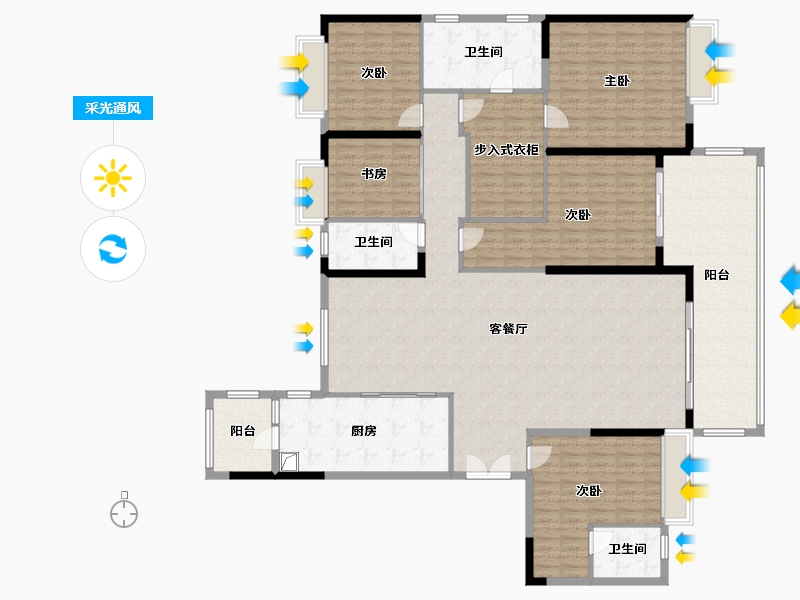 江苏省-苏州市-滨河生活广场-160.00-户型库-采光通风