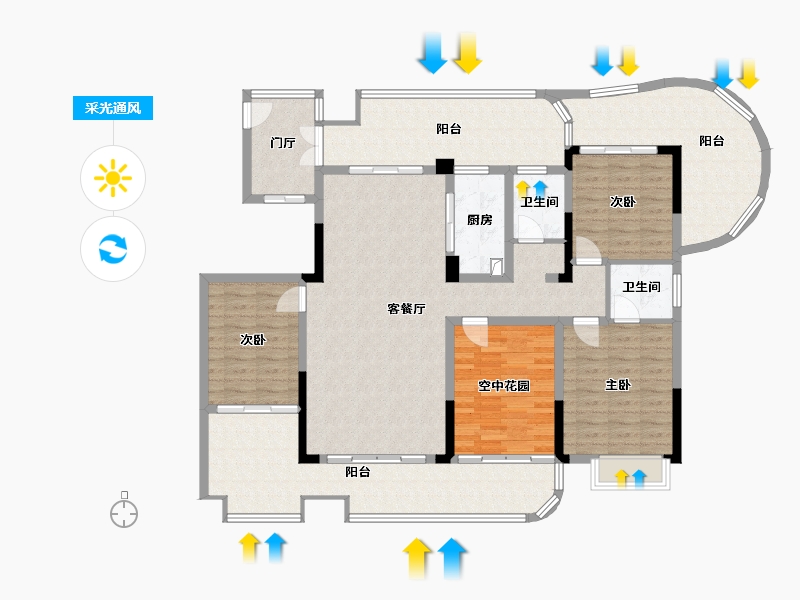 湖南省-怀化市-豪逸江景壹号-120.87-户型库-采光通风