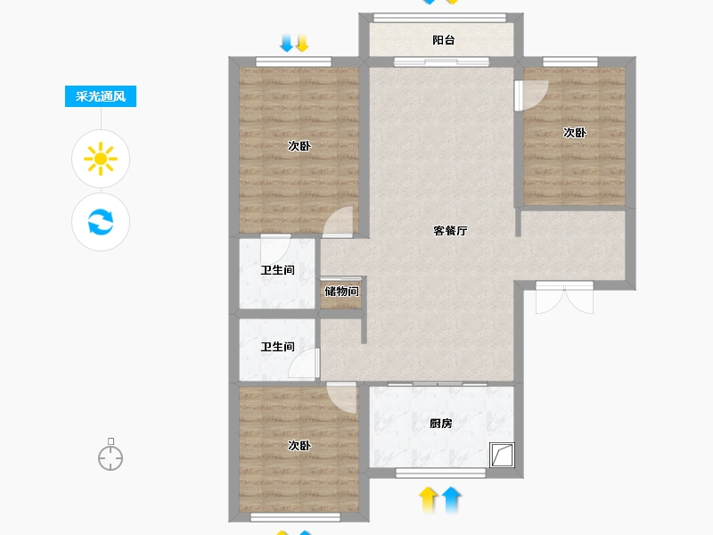 吉林省-长春市-中海同心湖境-96.00-户型库-采光通风