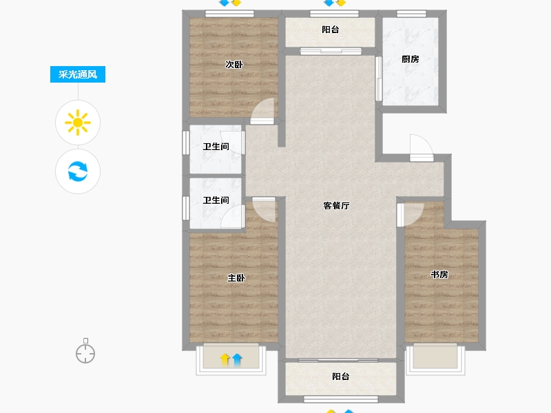 内蒙古自治区-鄂尔多斯市-观山悦-102.40-户型库-采光通风