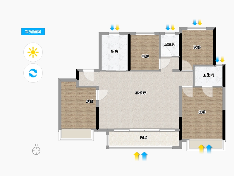 安徽省-马鞍山市-伟星诚园-114.41-户型库-采光通风