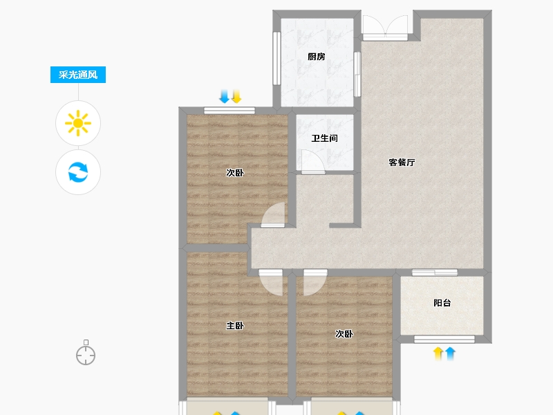 河北省-保定市-亢龙骏景-96.75-户型库-采光通风