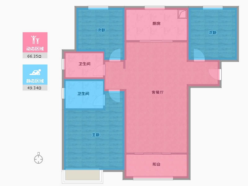 陕西省-西安市-启航馨苑柏梁社区-104.00-户型库-动静分区