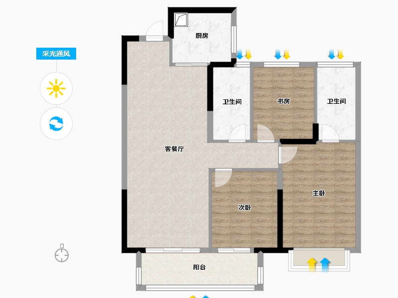 湖北省-武汉市-中建星光城-100.00-户型库-采光通风