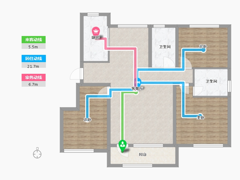 辽宁省-鞍山市-百汇香山六期·伴山洋房-104.00-户型库-动静线