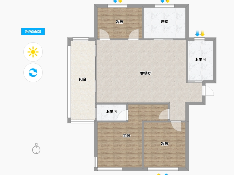 陕西省-西安市-高科麓湾-101.60-户型库-采光通风