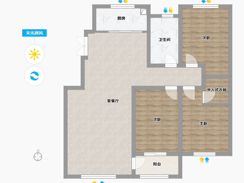 山东省-淄博市-盛泰佳园-96.00-户型库-采光通风