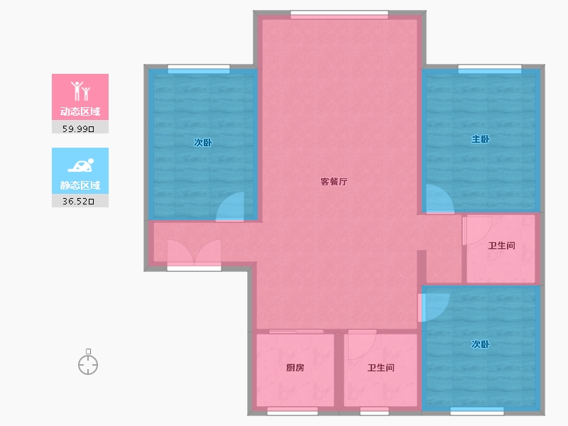 辽宁省-葫芦岛市-凌河御景-94.38-户型库-动静分区