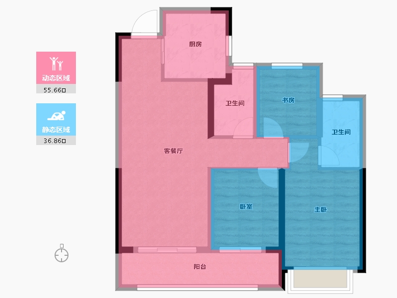 浙江省-台州市-绿城·明月君澜-82.40-户型库-动静分区