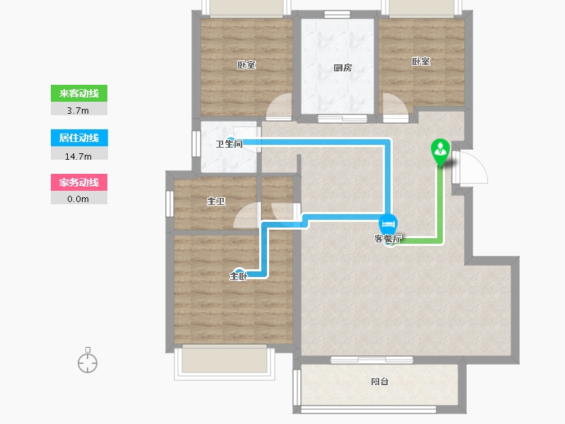 四川省-成都市-万科朗拾交子-90.99-户型库-动静线