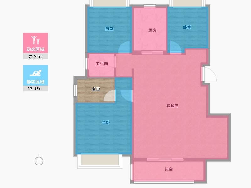 四川省-成都市-万科朗拾交子-90.99-户型库-动静分区