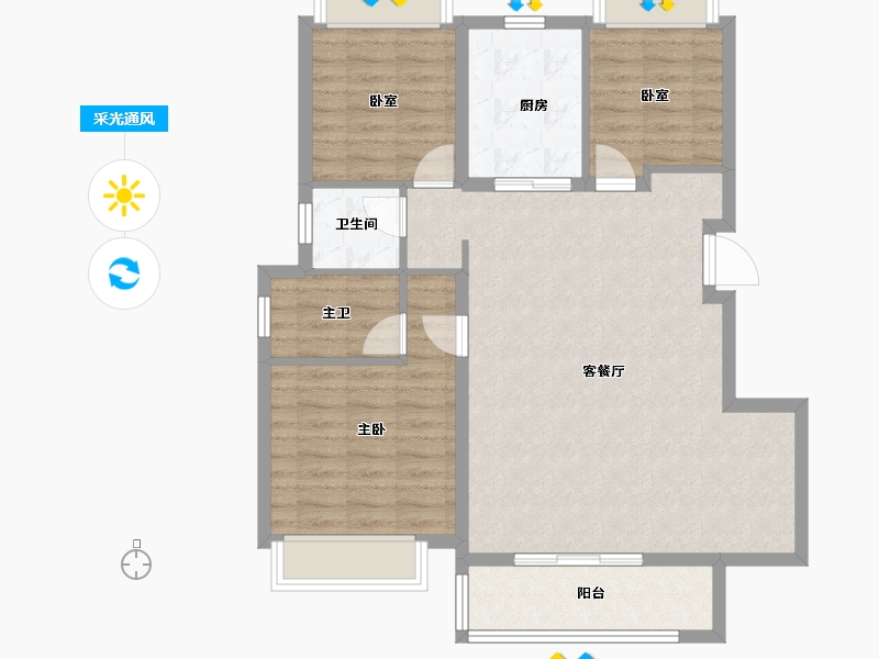 四川省-成都市-万科朗拾交子-90.99-户型库-采光通风