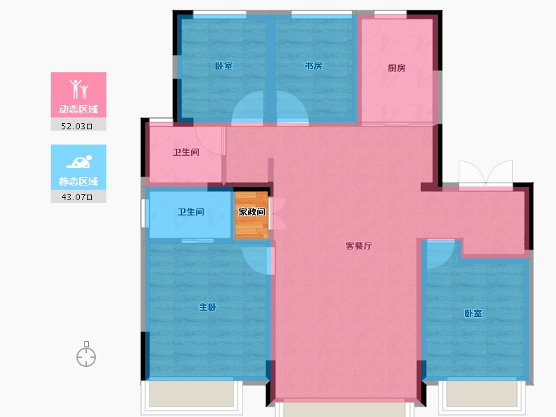 吉林省-长春市-润德·汀蘭云境-86.16-户型库-动静分区