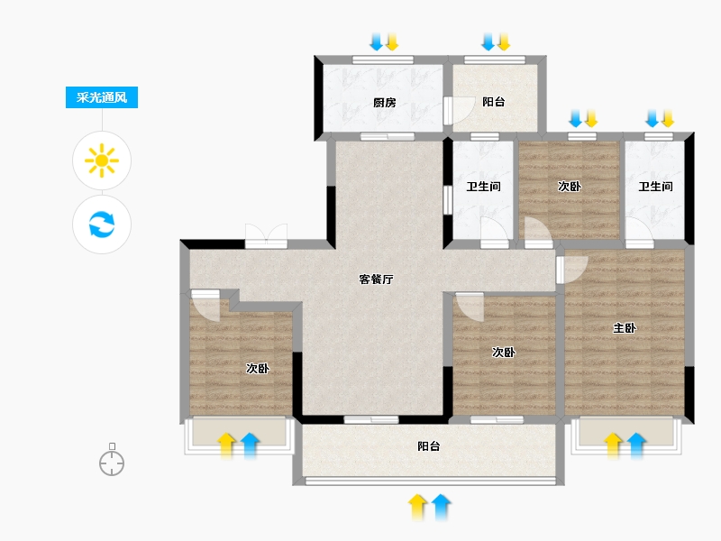 四川省-成都市-高投汇悦府-110.12-户型库-采光通风