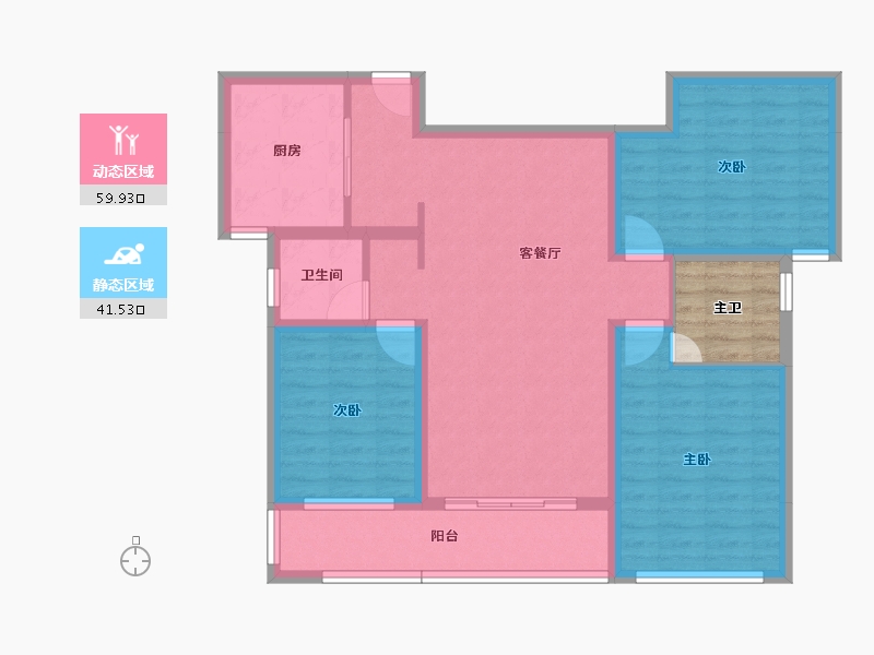 湖南省-长沙市-绿城桂语云著-94.93-户型库-动静分区