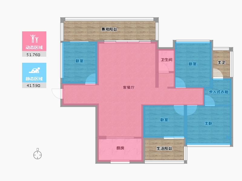 广东省-汕头市-联泰汇悦春天花园三区-103.37-户型库-动静分区