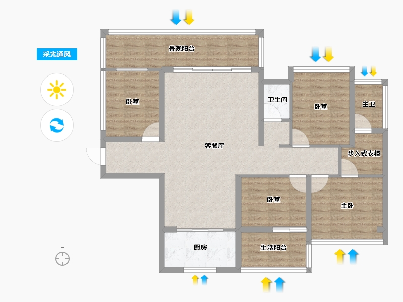 广东省-汕头市-联泰汇悦春天花园三区-103.37-户型库-采光通风