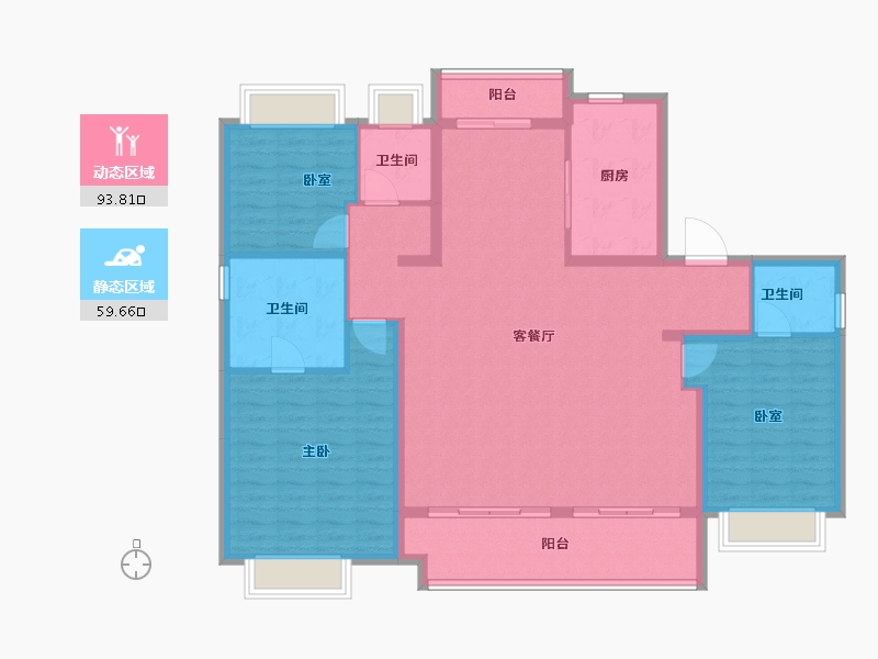 湖北省-武汉市-武汉城建梦湖云著-140.20-户型库-动静分区