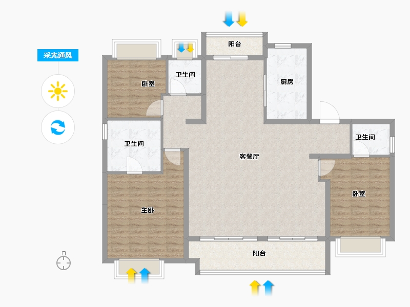 湖北省-武汉市-武汉城建梦湖云著-140.20-户型库-采光通风