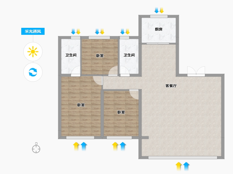 山东省-济南市-绿地海珀澜庭-112.11-户型库-采光通风