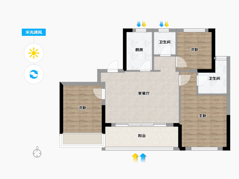 浙江省-绍兴市-枫华府-74.41-户型库-采光通风