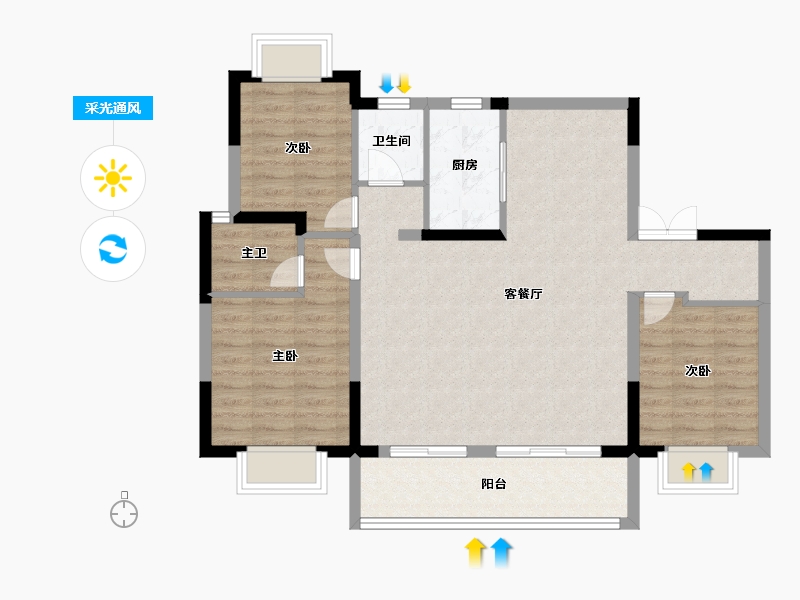 江西省-南昌市-聚仁公园里-92.09-户型库-采光通风