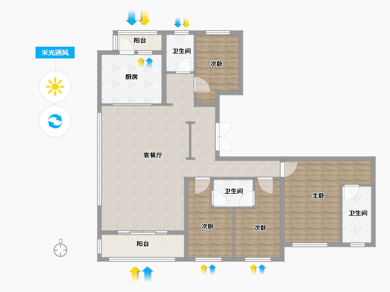 广东省-珠海市-正方南湾首府-135.20-户型库-采光通风