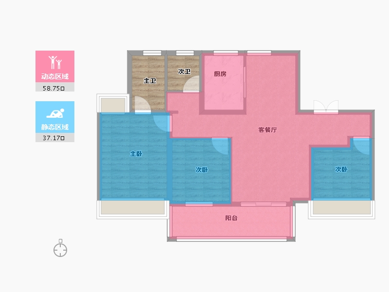 河南省-南阳市-南阳高新吾悦广场-94.39-户型库-动静分区