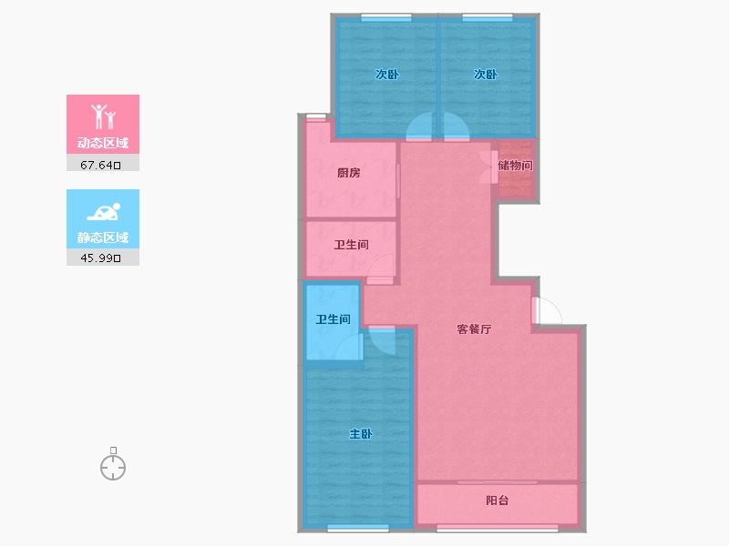 山西省-阳泉市-世华·北山大院-102.40-户型库-动静分区