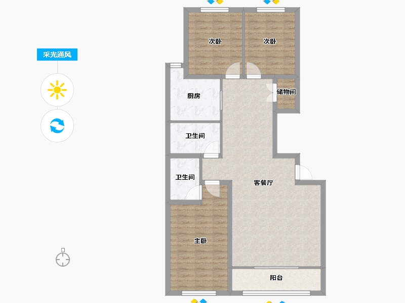 山西省-阳泉市-世华·北山大院-102.40-户型库-采光通风