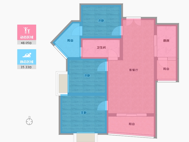 陕西省-宝鸡市-捷恒悦城-84.00-户型库-动静分区