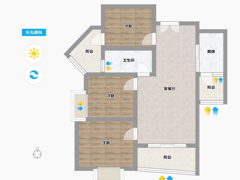 陕西省-宝鸡市-捷恒悦城-84.00-户型库-采光通风