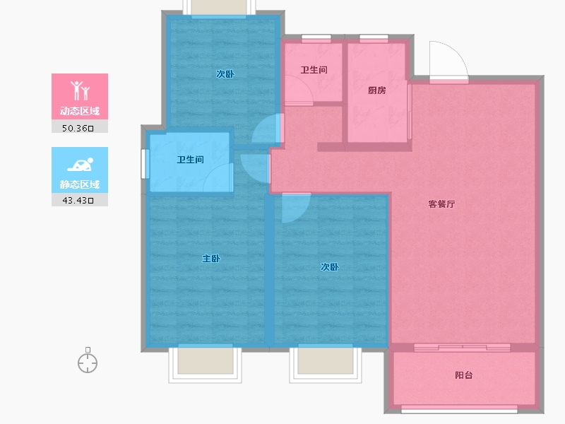 江西省-南昌市-聚仁公园里-84.62-户型库-动静分区