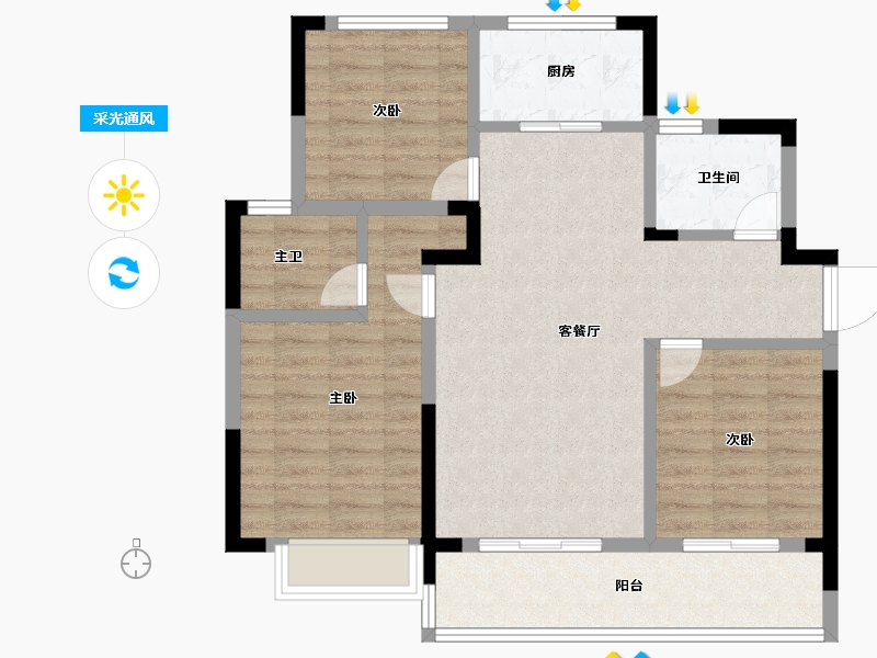 浙江省-绍兴市-枫华府-85.57-户型库-采光通风