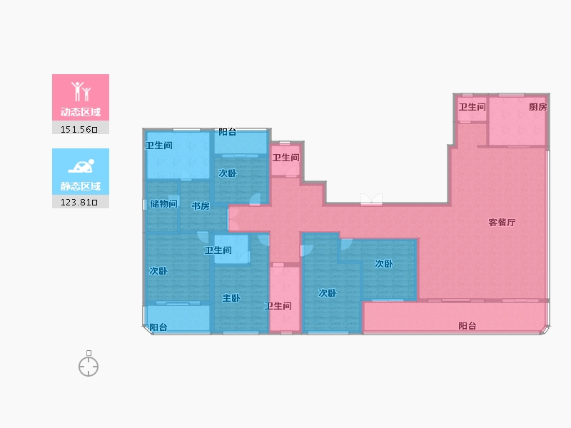 浙江省-金华市-承鑫蓝城城光汇-251.80-户型库-动静分区