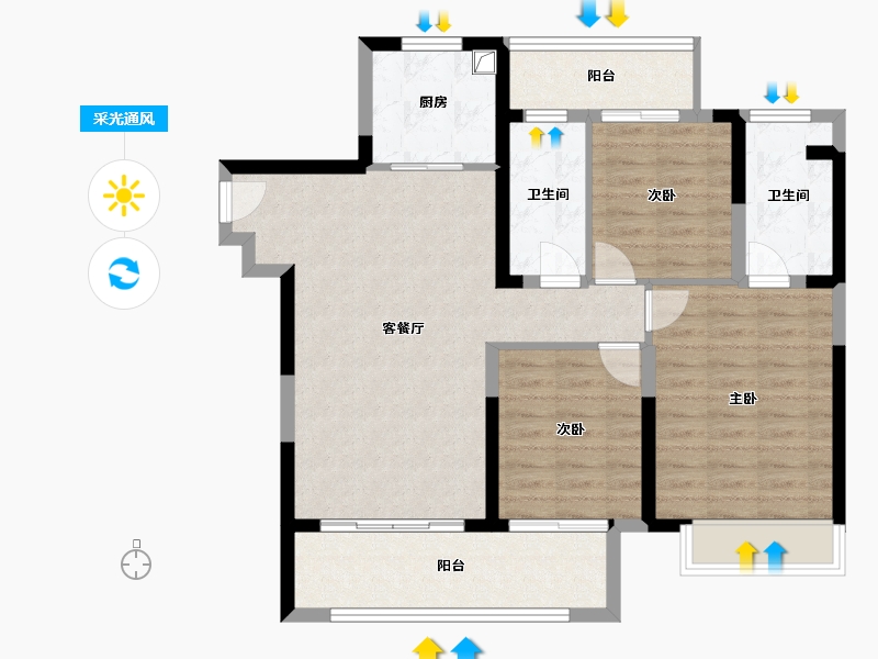 江苏省-苏州市-保利天樾人家-93.00-户型库-采光通风