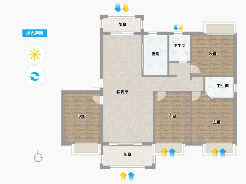 江西省-赣州市-大余印象南安山水苑-104.00-户型库-采光通风