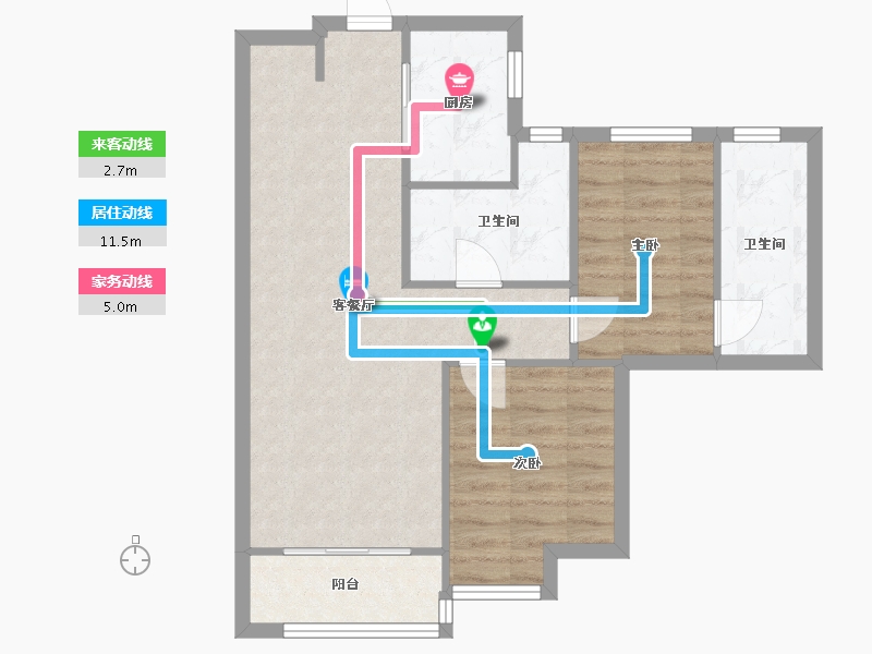 湖北省-武汉市-中粮光谷祥云-70.34-户型库-动静线