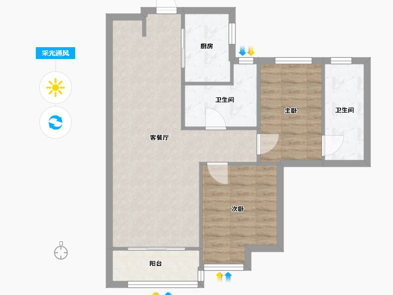 湖北省-武汉市-中粮光谷祥云-70.34-户型库-采光通风