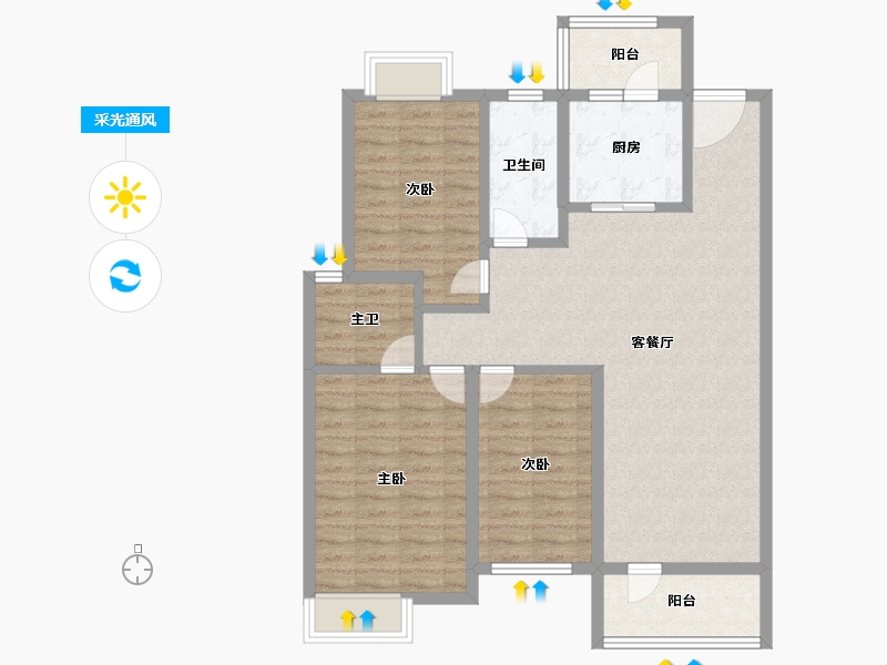 湖北省-武汉市-航空路壹号-101.60-户型库-采光通风