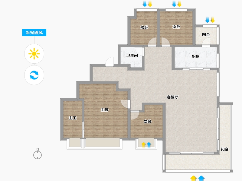 四川省-成都市-天投公园翠屿-140.00-户型库-采光通风