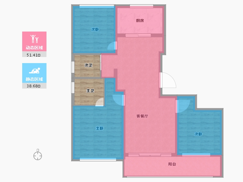 浙江省-金华市-承鑫蓝城城光汇-87.99-户型库-动静分区