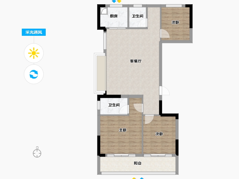 浙江省-宁波市-宁望府-85.08-户型库-采光通风