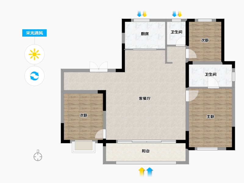 浙江省-宁波市-明湖怡府-126.08-户型库-采光通风