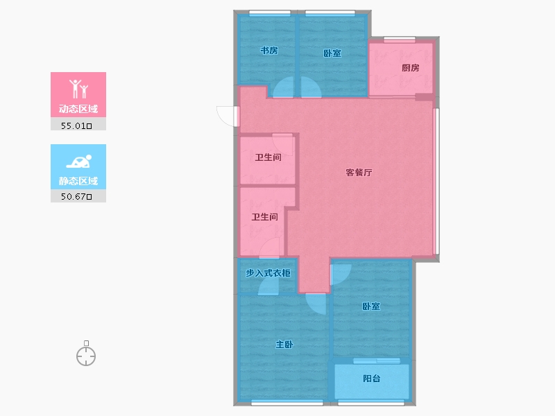 浙江省-杭州市-揽晖美寓-96.42-户型库-动静分区